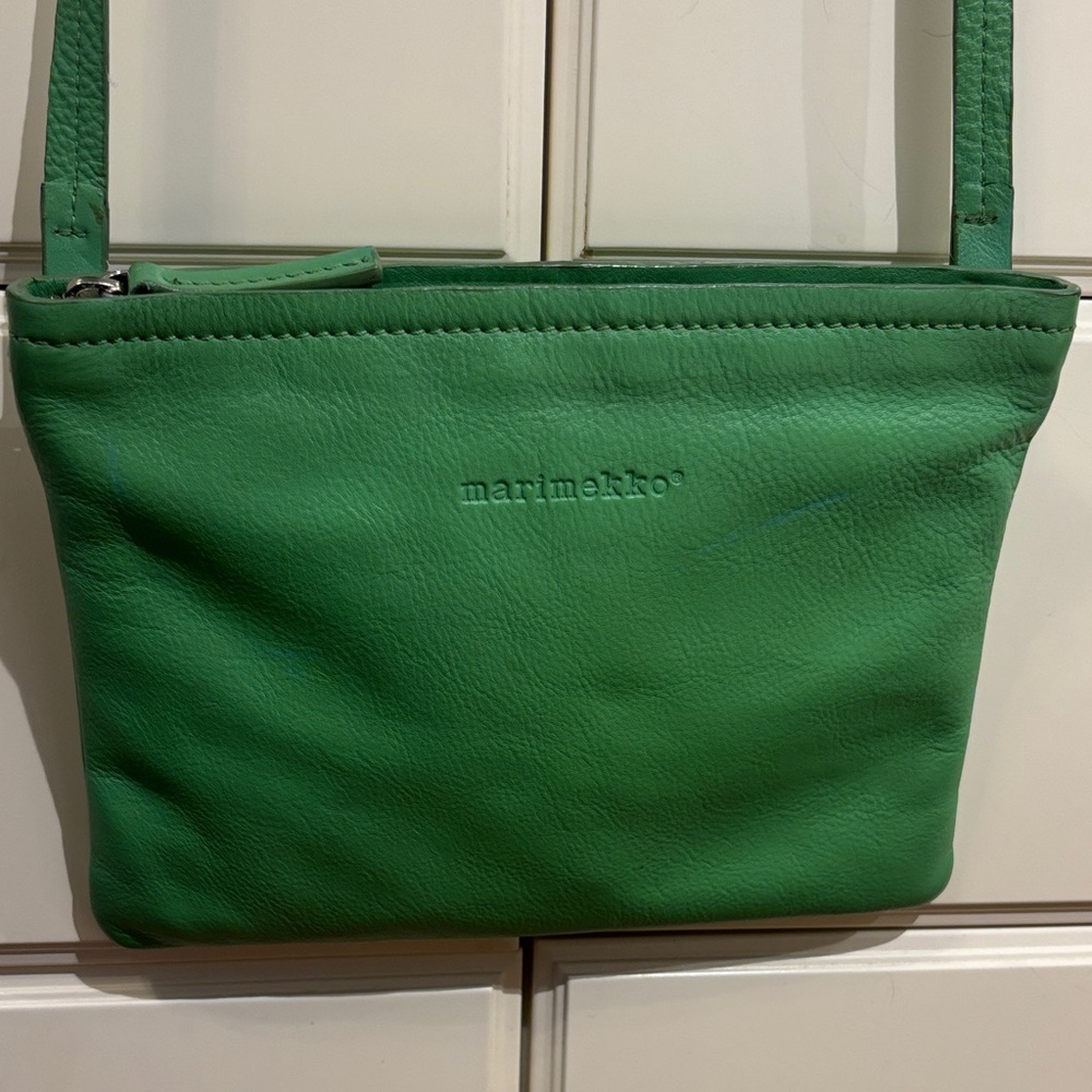Marimekko Green Leather Crossbody Pouch